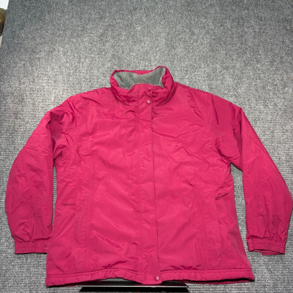 LL Bean Womens XL Warm-Up Jacket Raspberry Pink Insulated Fleece Lined Hooded